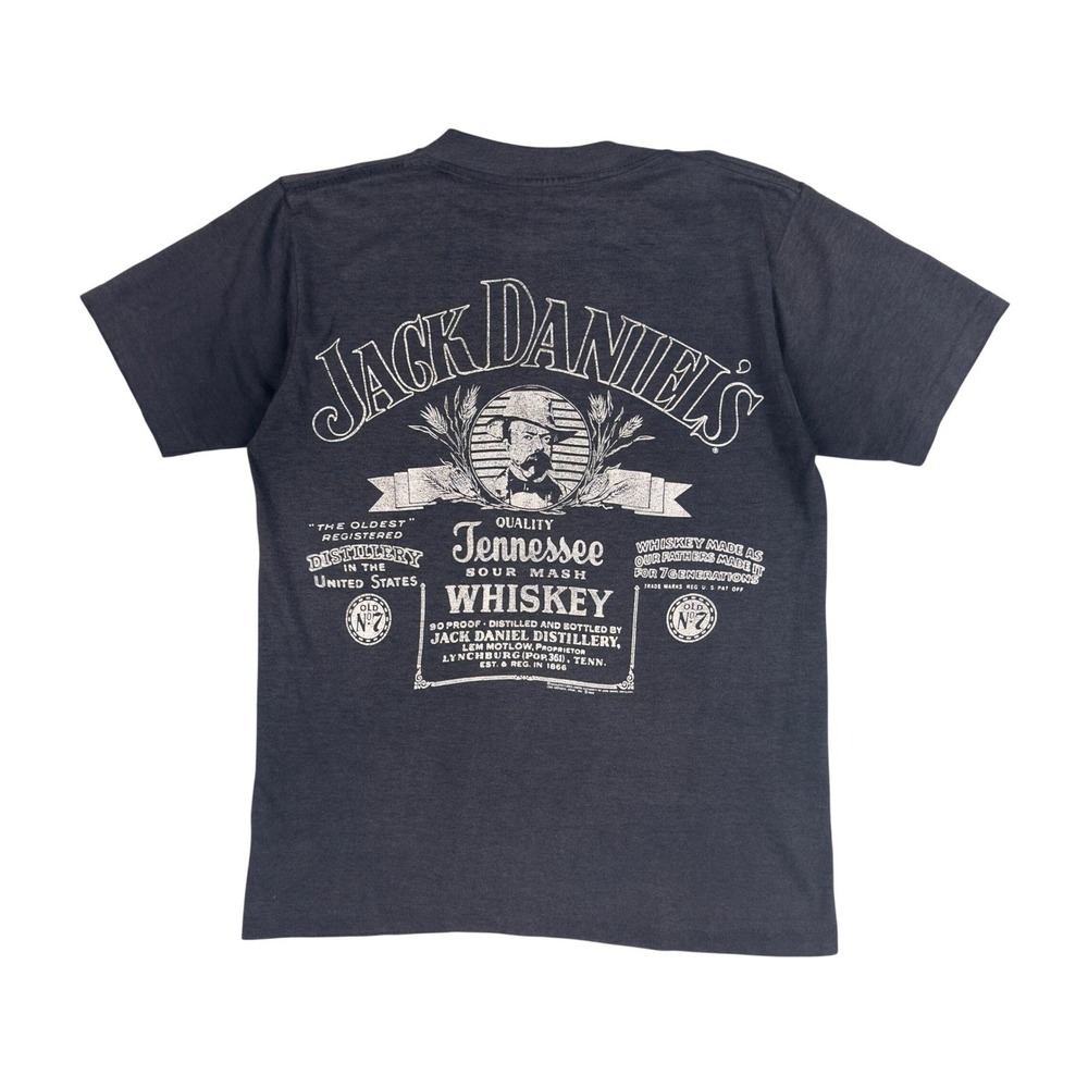 Vtg 1985‎ Jack Daniels T Shirt Mens Small Black Faded Single Stitch Graphic Tee